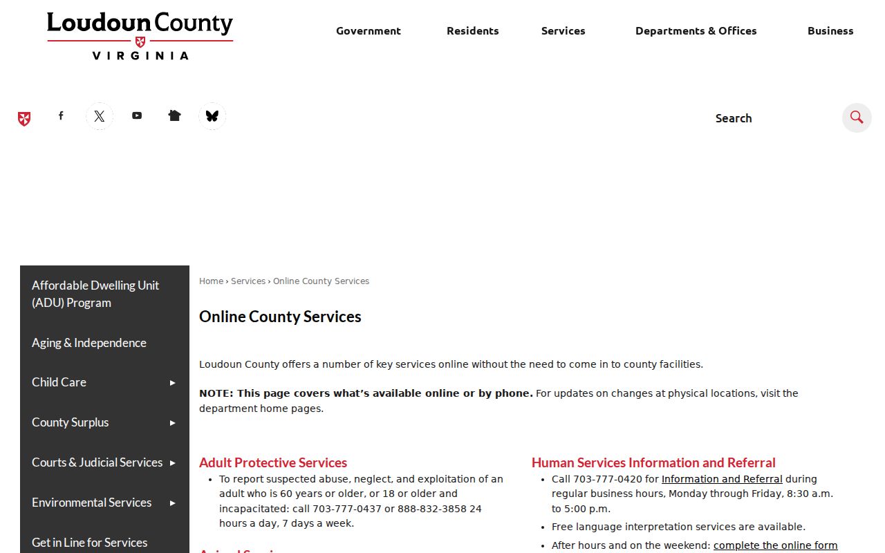 Brambleton residents directory Loudoun County online services route