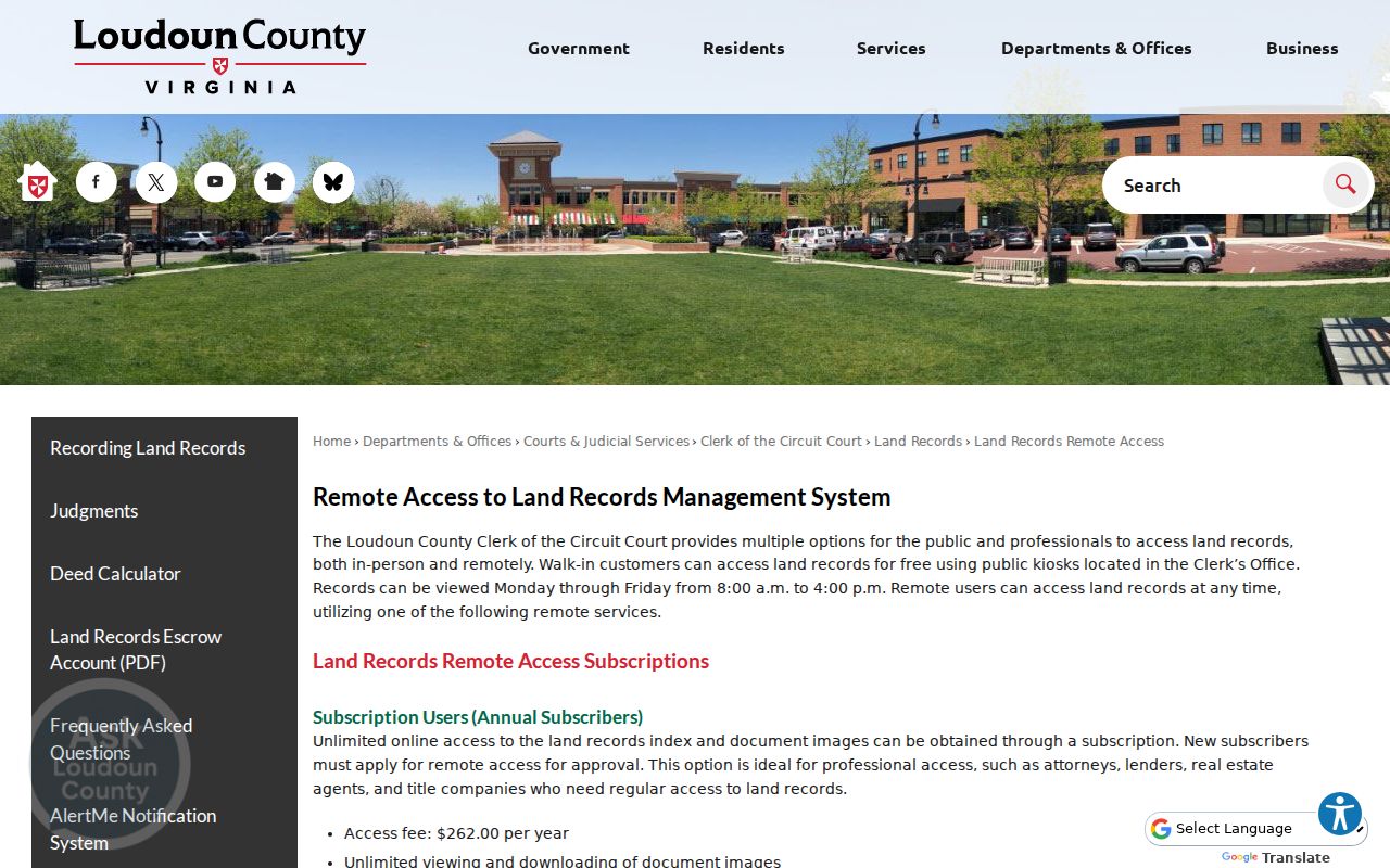 Brambleton previous residents Loudoun land records remote access