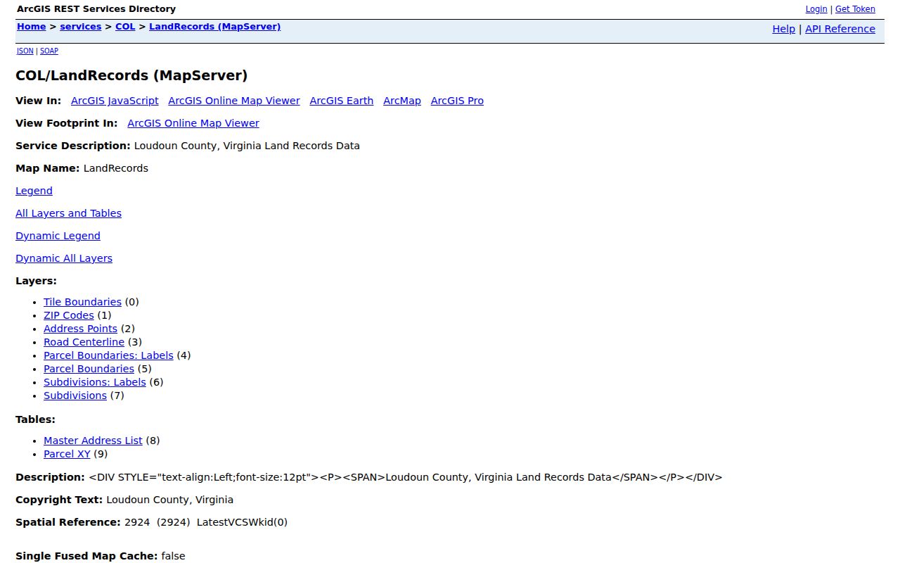 Brambleton street directory Loudoun LandRecords ArcGIS parcel layers